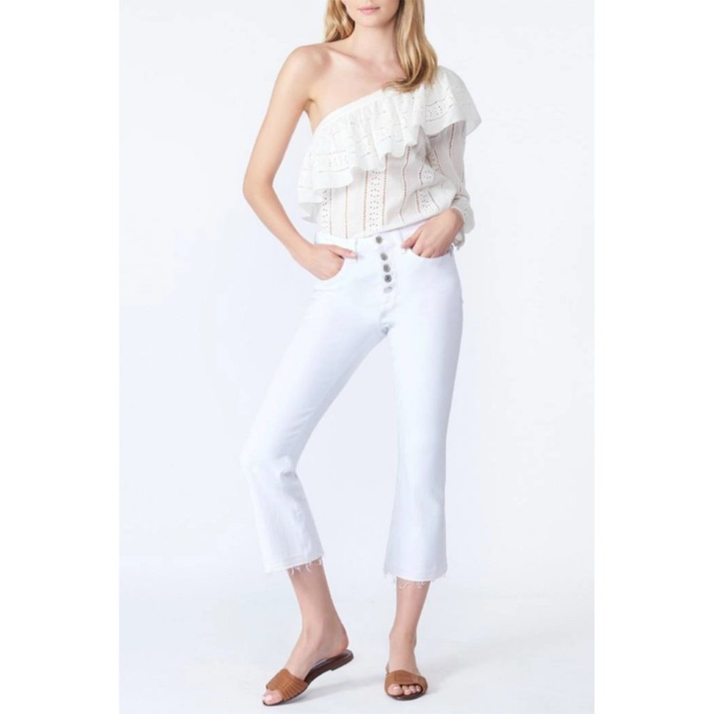 Veronica Beard Cream One-Shoulder Blouse